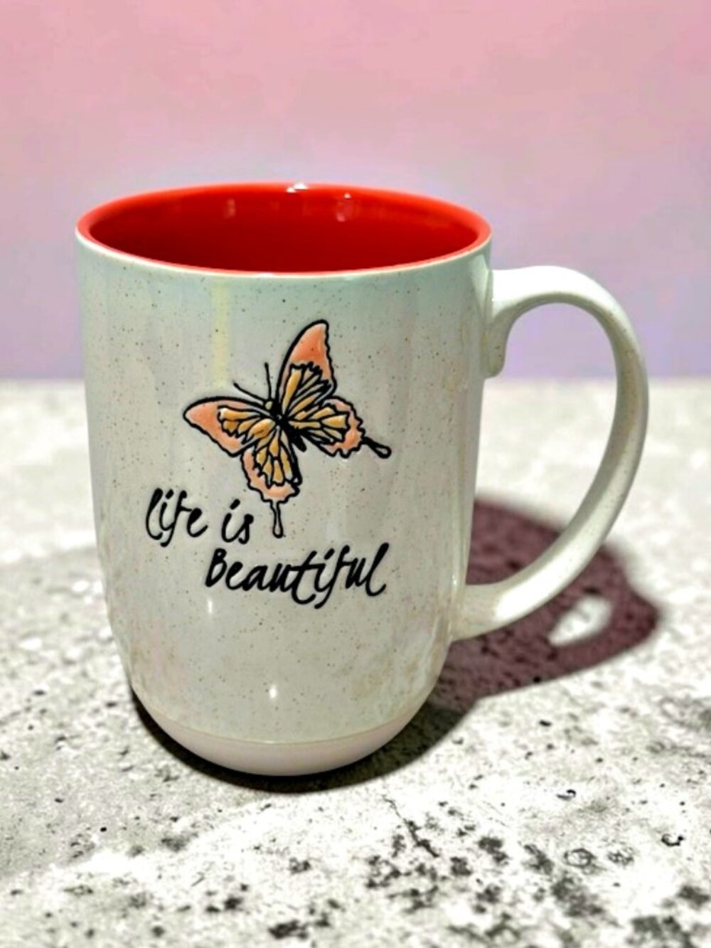 Butterfly Life Is Beautiful Ceramic Stoneware Coffee Mug Spectrum Designz 16oz